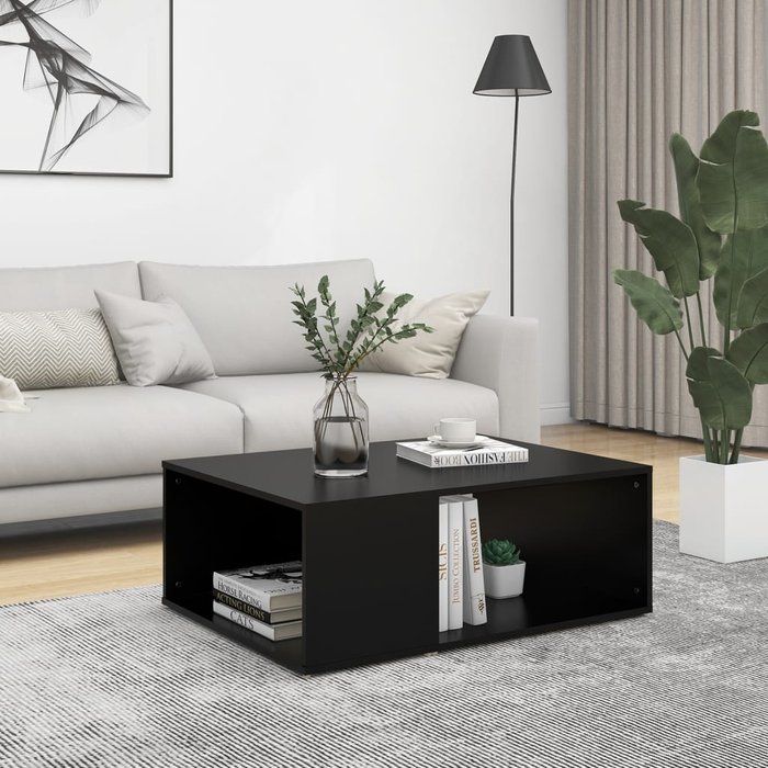 Mesa de centro negra, 90x67x33 cm, madera de ingeniería.