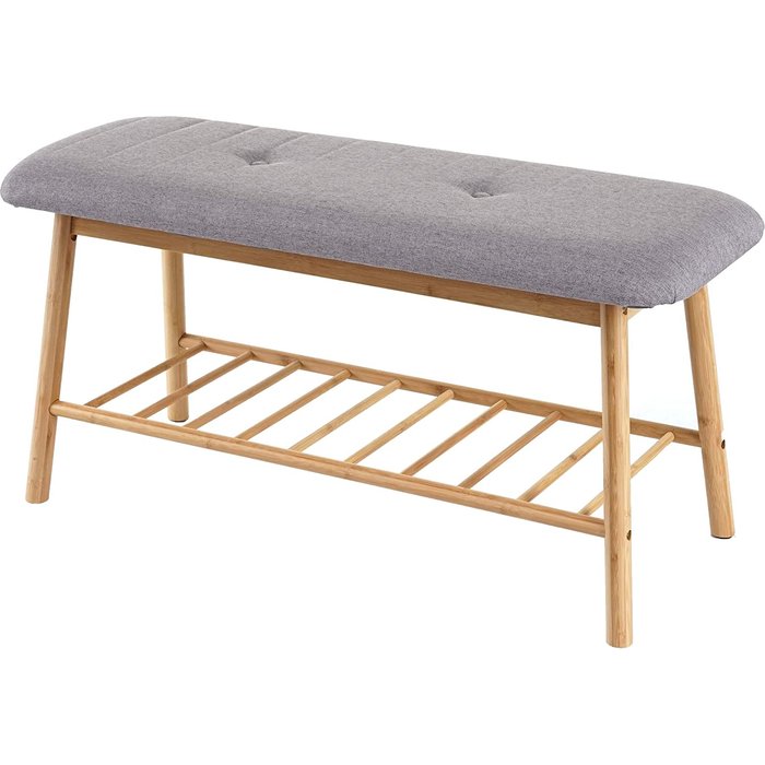 Banco zapatero de bambú con asiento acolchado 44x90x34cm ban04050