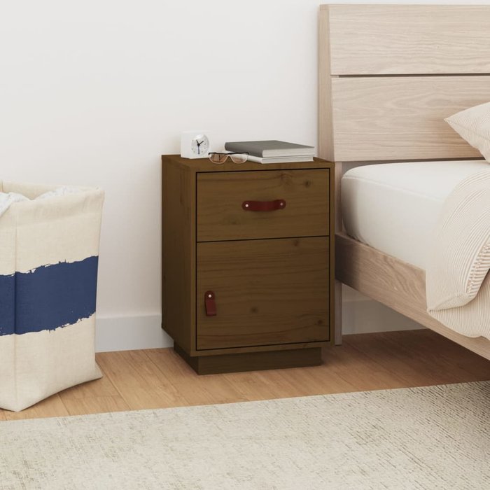 Maison exclusive - mesita de noche madera maciza de pino marrón miel 40x34x55 cm