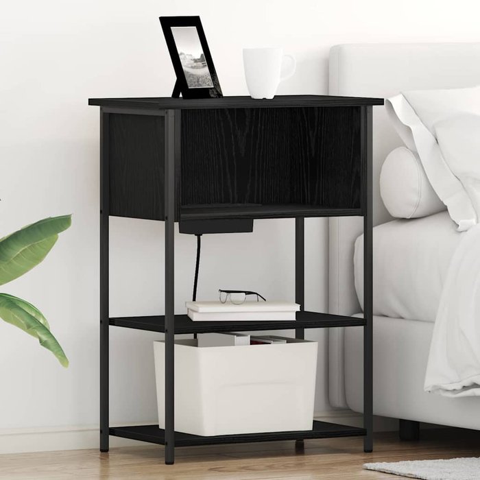 Maison exclusive - armario de noche roble negro 55 x 31 x 76 cm