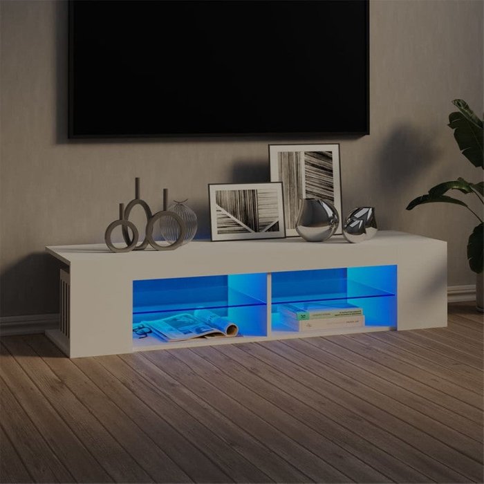 Mueble de tv con luces led blanco 135x39x30 cm unico / blanco