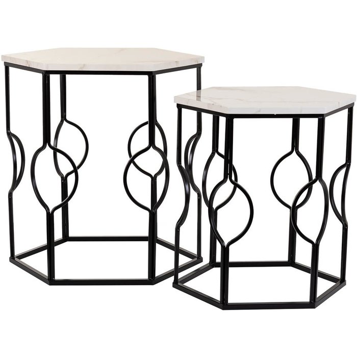 Set 2 mesas de metal blanco y negro