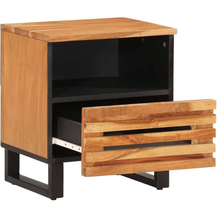 Mesita de noche de madera maciza de acacia 40x34x46 cm - comfortxl