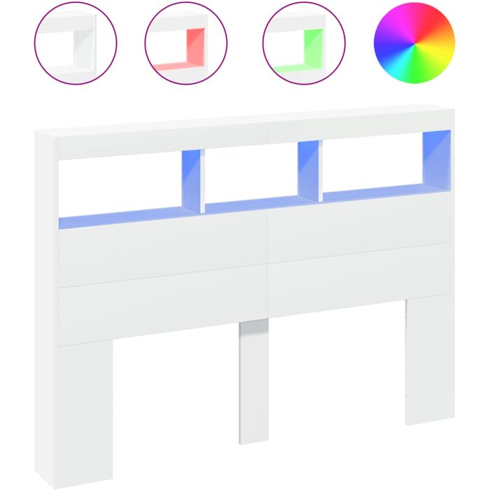 Cabecero de cama con led blanco 140x17x102 cm - comfortxl