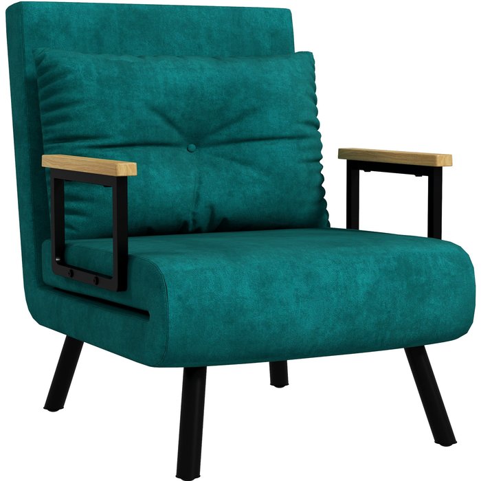 Sofá cama individual homcom poliéster, acero verde 63x73x81 cm