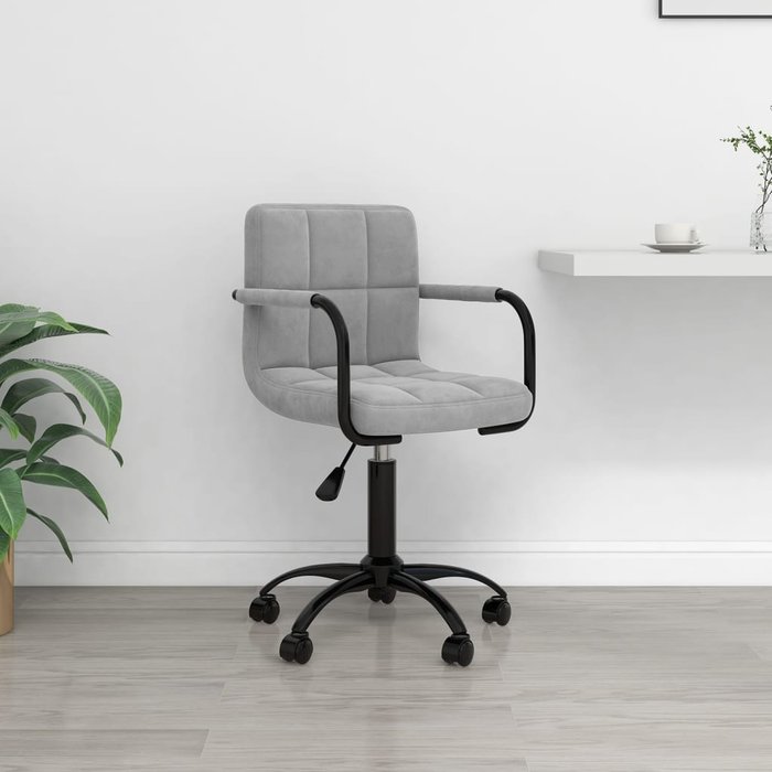 Silla de oficina | sillón oficina giratoria de terciopelo gris claro cfw355582