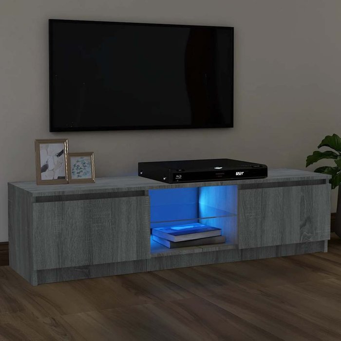 Mueble de tv con luces led gris sonoma, 120x30x36 cm