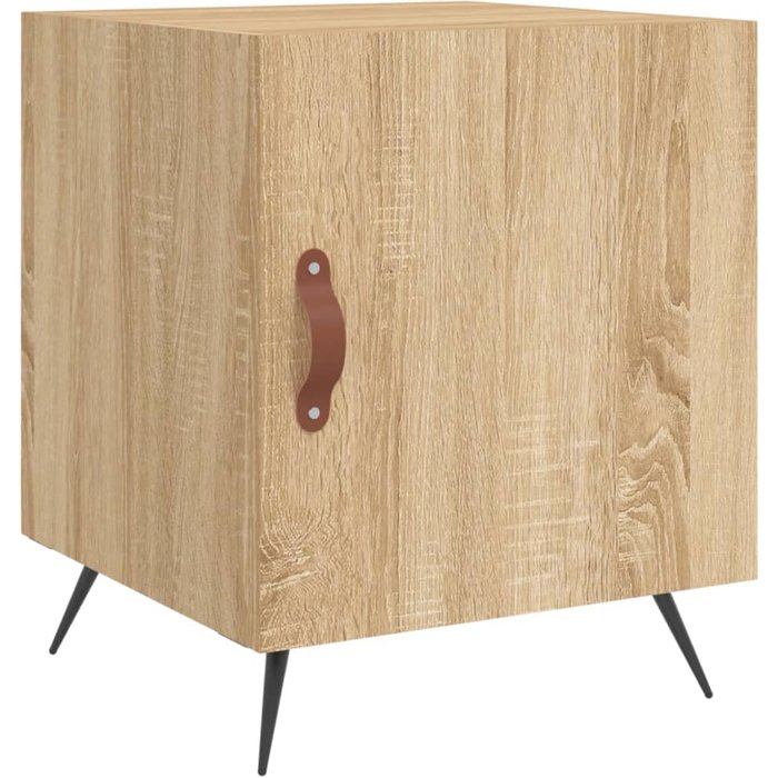 Mesita de noche roble sonoma 40x40x50 cm madera contrachapada