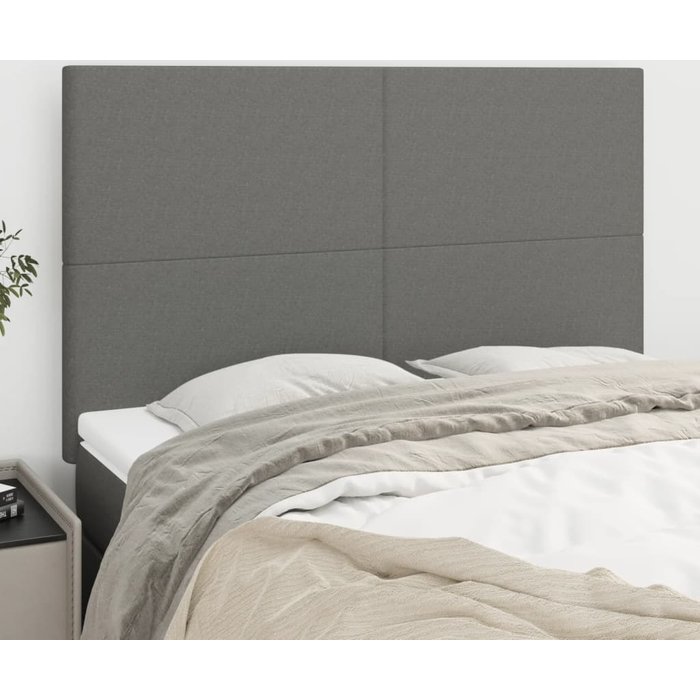 Cabecero de cama gris oscuro 144x5x118/128 cm de tela vidaxl
