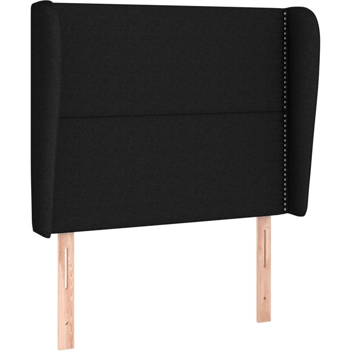 Cabecero cama - mueble cabecero con orejas de tela negro 93x23x118/128 cm