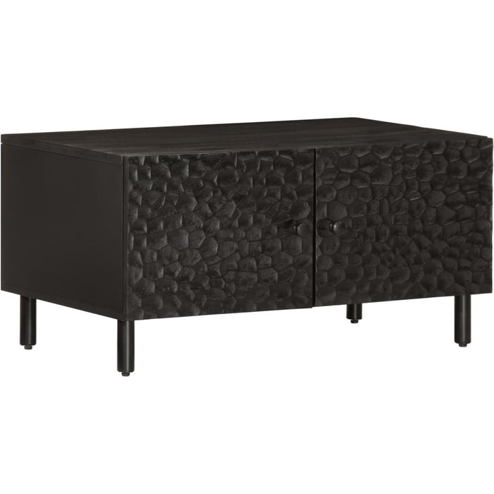 Mesa de centro negra de 80x50x40 cm, madera maciza de mango. - pangivo