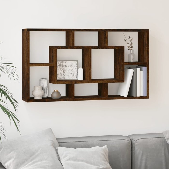 Maison exclusive - estantería de pared con 8 compartimentos roble ahumado