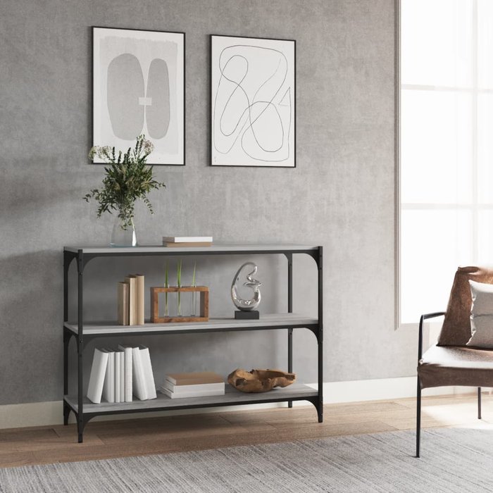 Librería sonoma, gris, 100x33x70,5 cm, madera de ingeniería, acero - pangivo