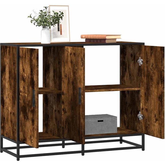 Aparador madera de ingeniería roble ahumado 94x35x76 cm vidaxl