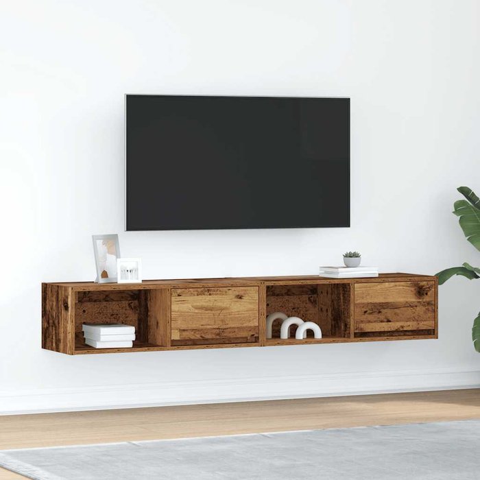 Mueble tv 2 piezas madera vieja 80x31x25,5 cm madera de ingeniería