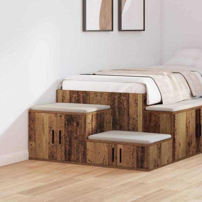 Armario de almacenamiento de 2 piezas, madera antigua, 127 x 41 x 40 cm