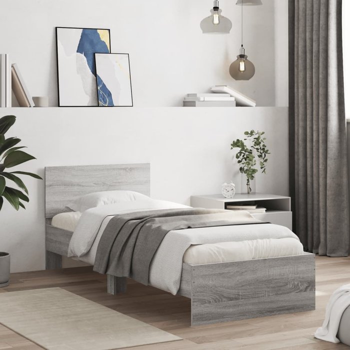 Maison exclusive - cama con cabecero madera de ingeniería gris sonoma 90x200 cm