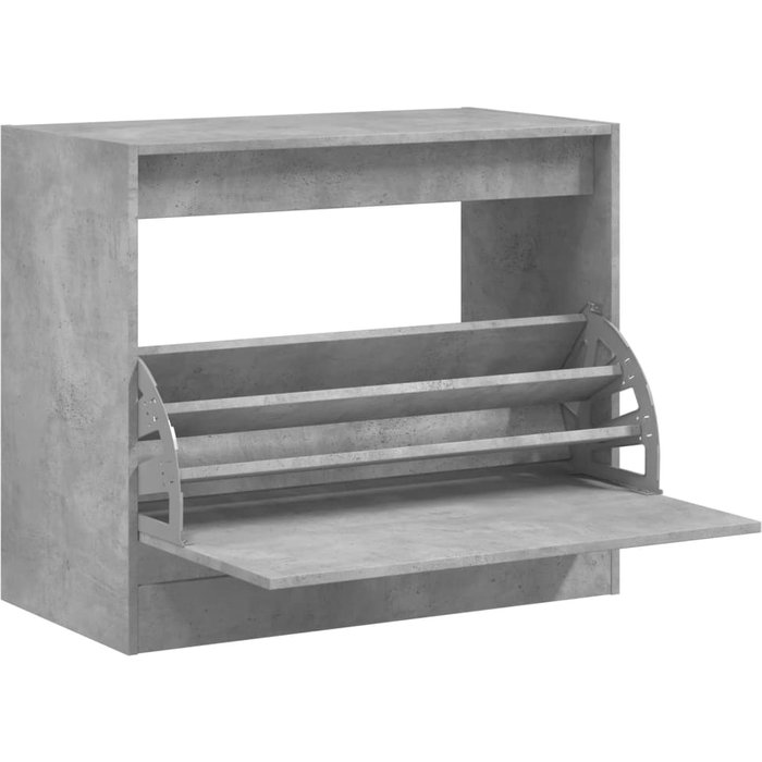 Zapatero de madera compuesta gris hormigón 80x42x69 cm - comfortxl