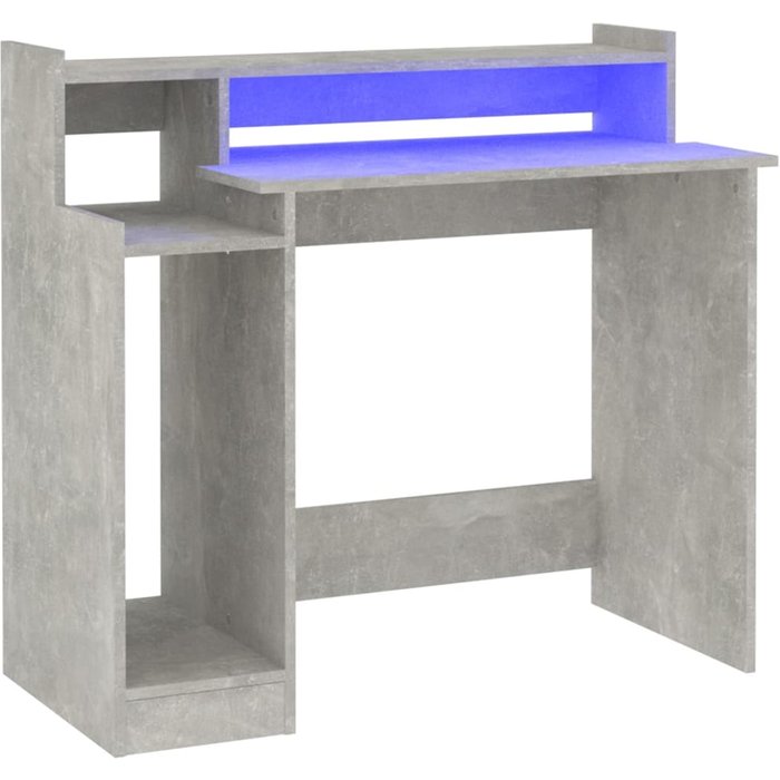 Escritorio led madera contrachapada gris hormigón 97x45x90 cm - comfortxl