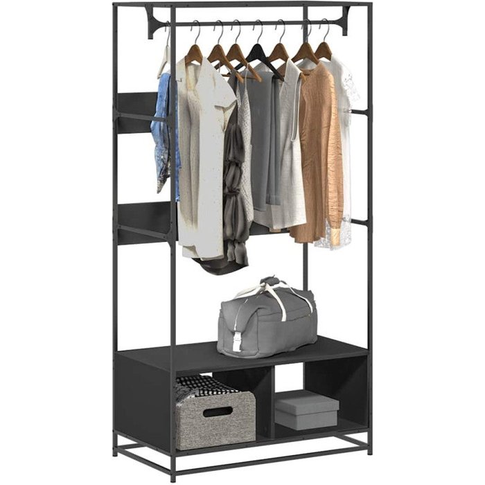 Armario de madera de ingeniería negra 90x50x180 cm vidaxl