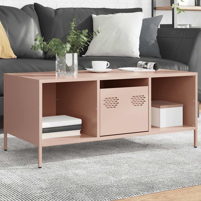 Maison exclusive - mesa de centro acero laminado en frío rosa 101,5x50x43,5 cm