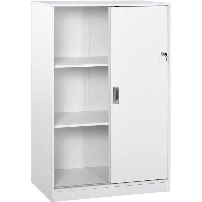 Armario oficina 2 puertas correderas 3 estantes 80x40x120cm blanco