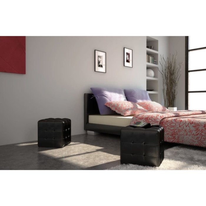 Taburetes cubo negros 30 × 30 × 30 cm - comfortxl