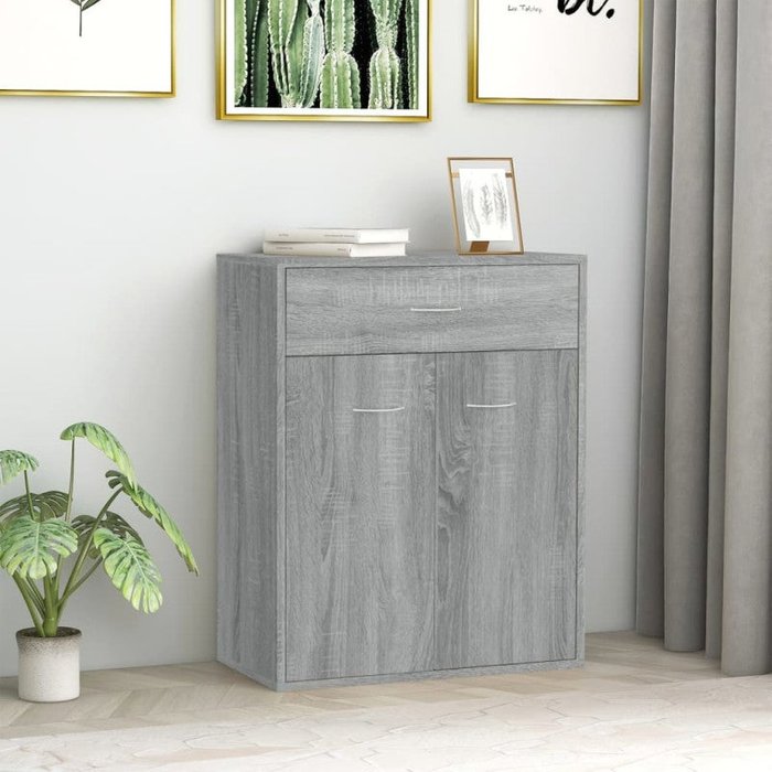 Vidaxl aparador de madera contrachapada gris sonoma 60x30x75 cm