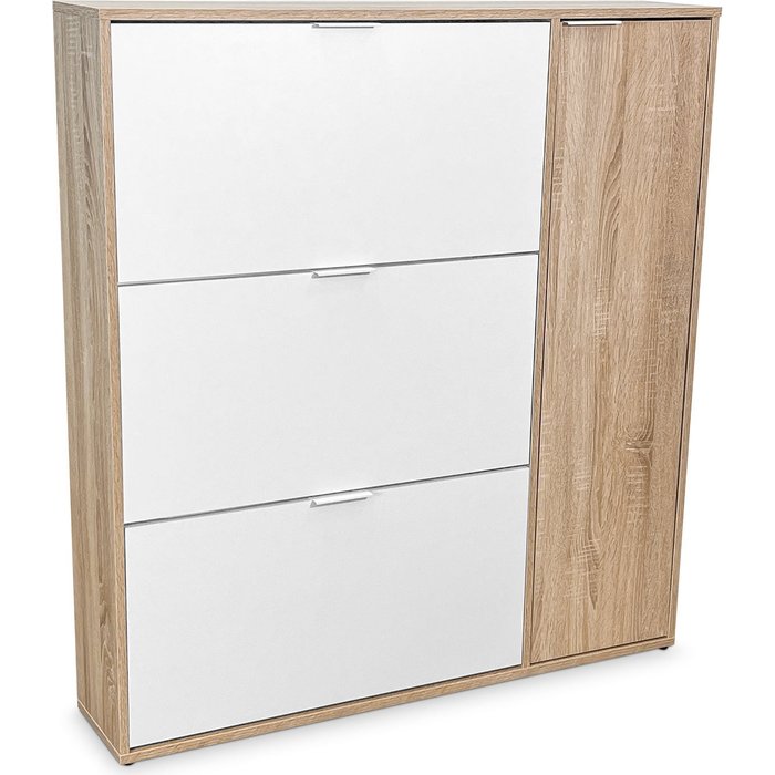 Zapatero leo 4 cajones - blanco/roble - hasta 30 pares