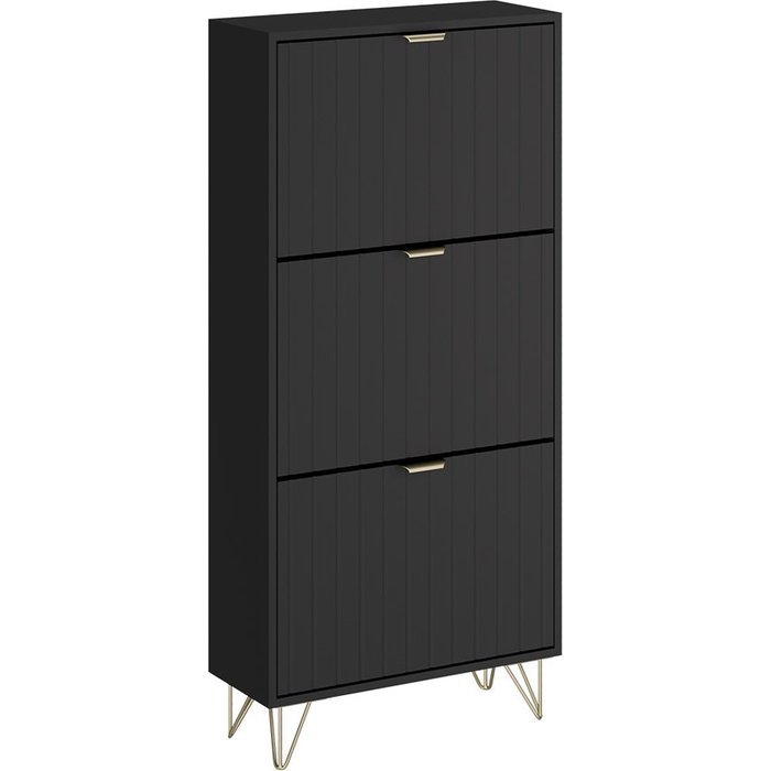 Vicco armario para zapatos helge, negro, 60 x 128.5 cm 3 compartimentos