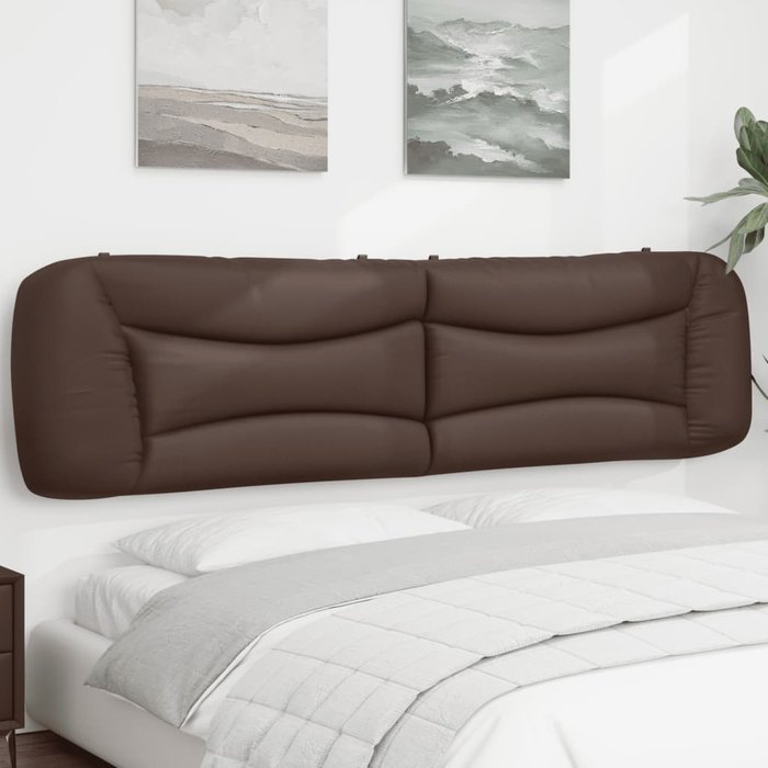 Cabecero de cama acolchado hvar cuero sintético marrón 200 cm