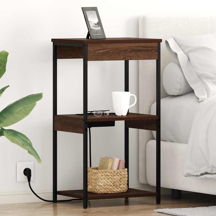 Maison exclusive - armario de noche con estante roble marrón 41 x 31 x 76 cm