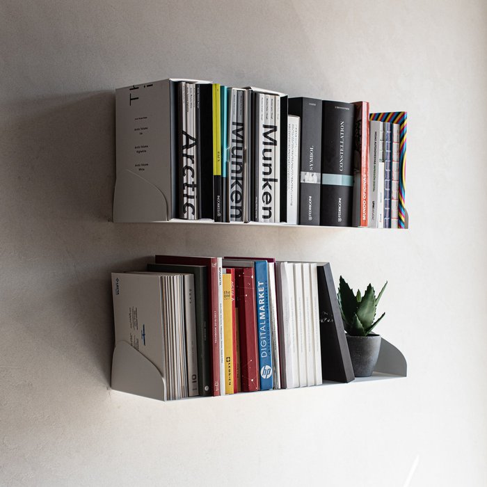 2 estantes de pared blancos 60 x 16 x 13 cm / acero - miluka