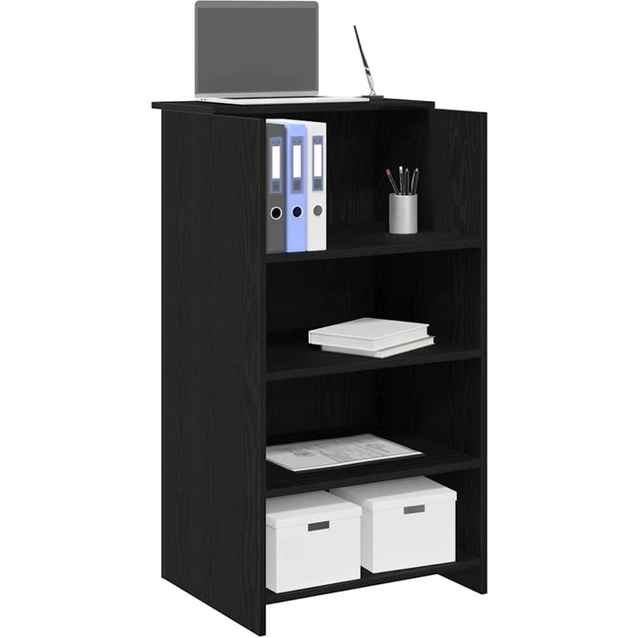 Mostrador de recepción negro, 55x50x103,5 cm, madera de ingeniería.