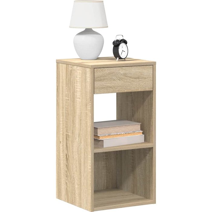 Mesillas de noche con cajón 2 unidades roble sonoma 35x34x66,5 cm