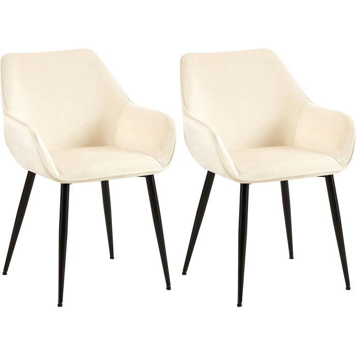 Juego de 2 sillas de comedor vessa de terciopelo color crema