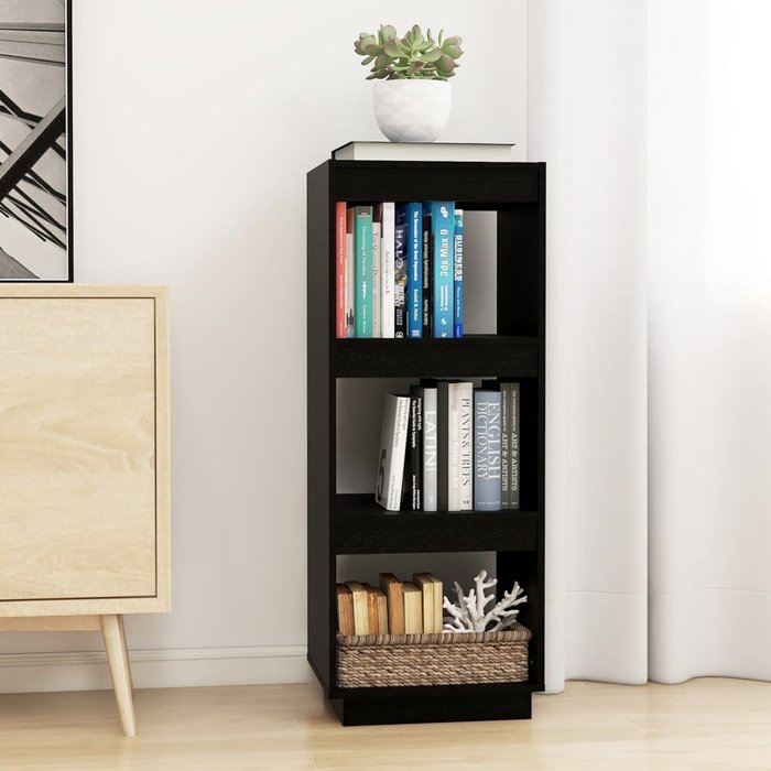 Librería/separador de ambientes negro 40x35x103 cm pino macizo