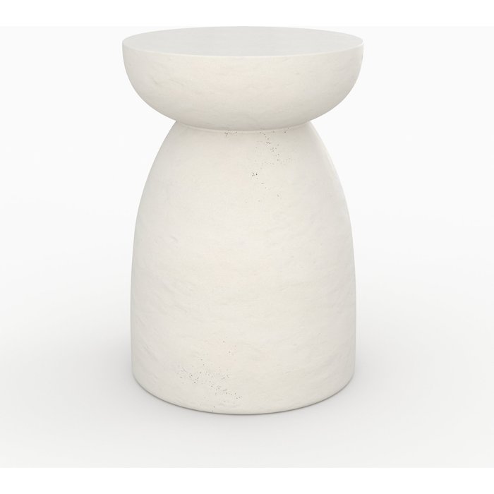 Mesa auxiliar redonda blanca de fibra de arcilla efecto cemento d35 cm - capri