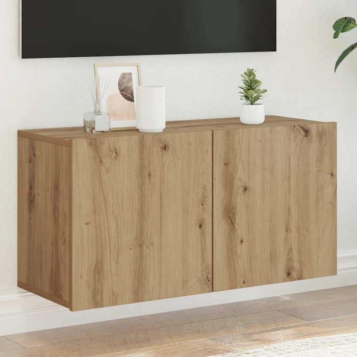 Mueble de tv de pared de roble hecho a mano, 80x30x41 cm