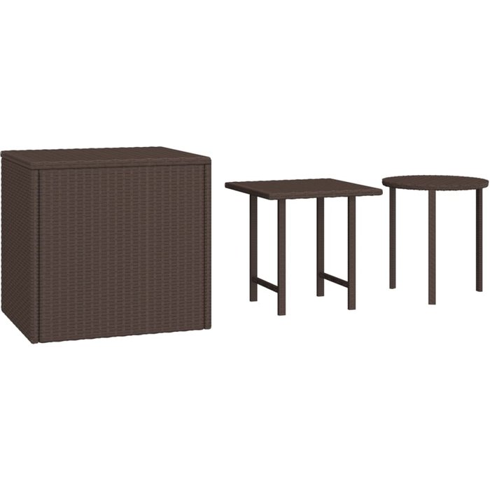 Set de mesas auxiliares 3 piezas ratán sintético marrón - comfortxl