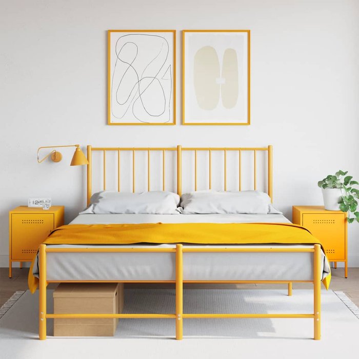 Maison exclusive - mesitas de noche 2 uds acero amarillo mostaza 36x39x50,5 cm