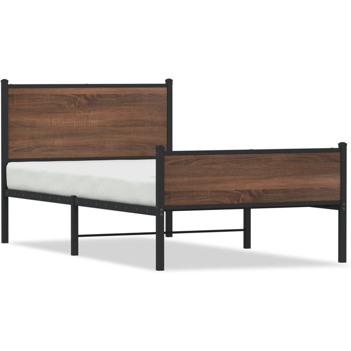 Estructura de cama sin colchón metal marrón roble 100x190 cm — comfortxl