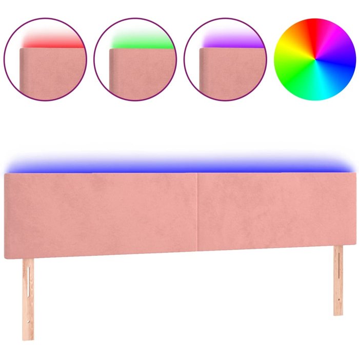 Cabecero con led de terciopelo rosa 160x5x78/88 cm - comfortxl
