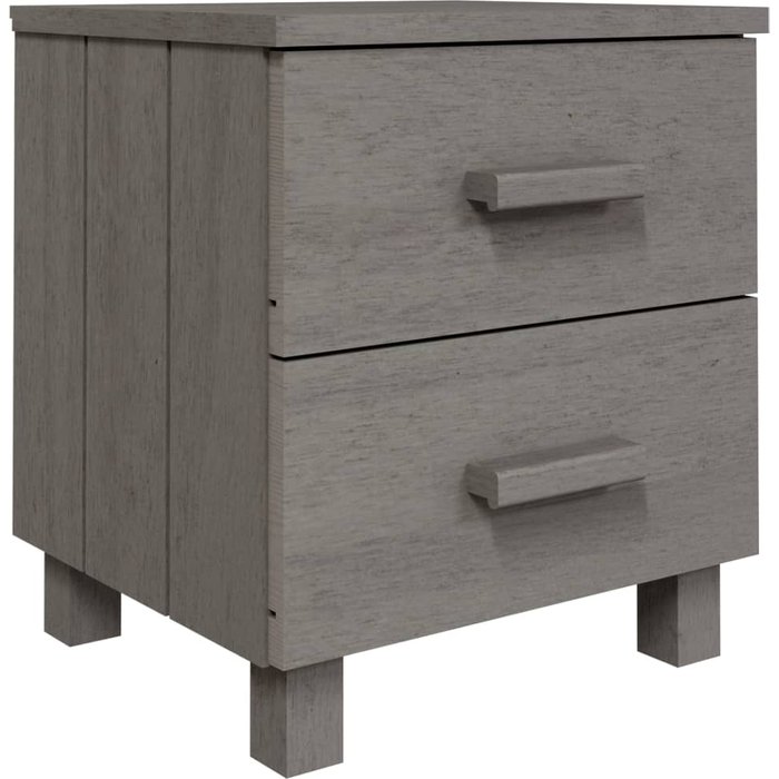 Mesita de noche hamar gris claro 40x35x44,5 cm madera maciza de pino