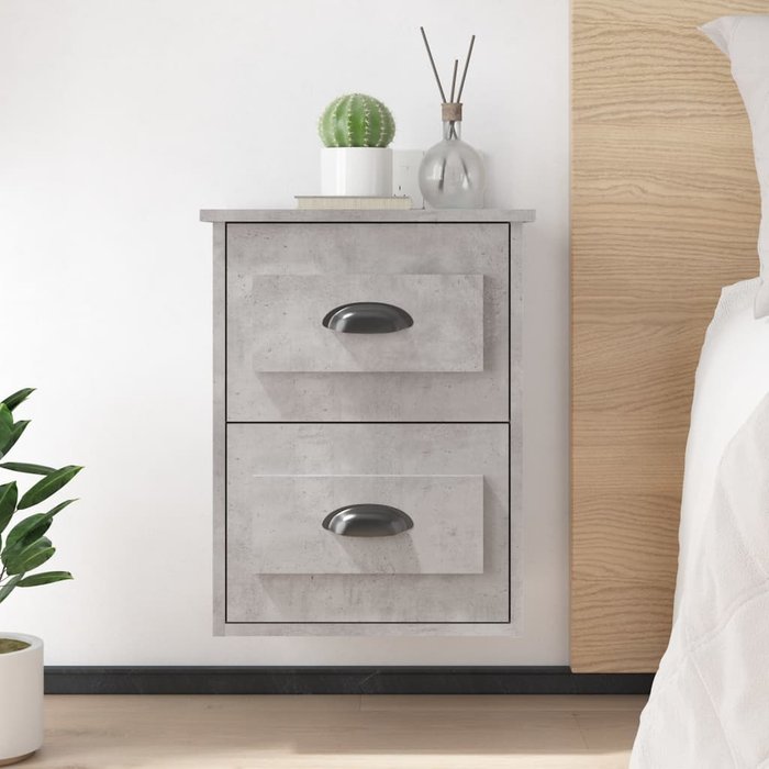 Maison exclusive - mesita de noche de pared 2 uds gris hormigón 41,5x36x53 cm