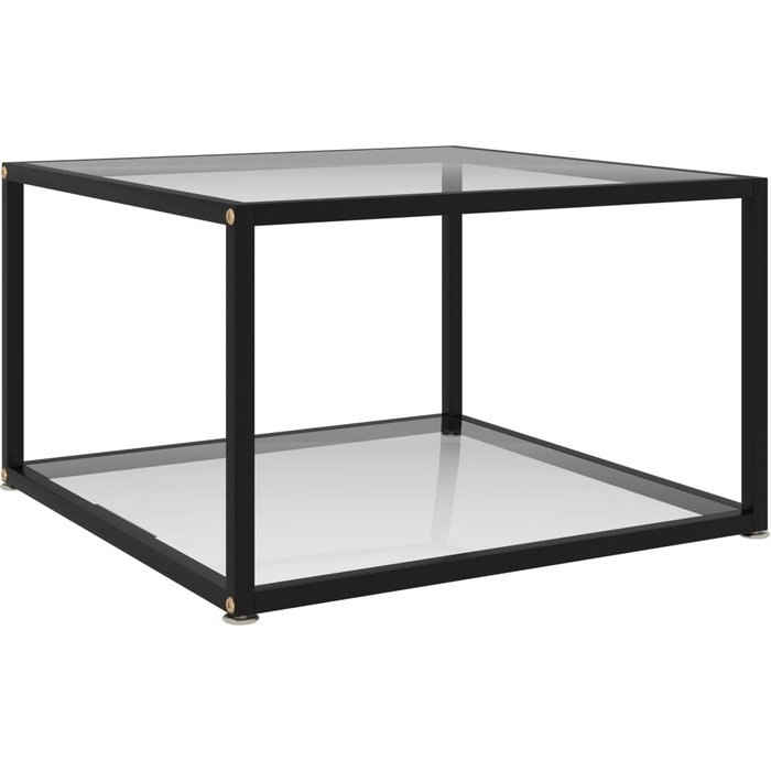 Mesa de centro transparente de cristal templado de 60x60x35 cm