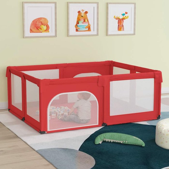 Parque para bebés con 2 puertas tela oxford rojo v4306 unico / rojo