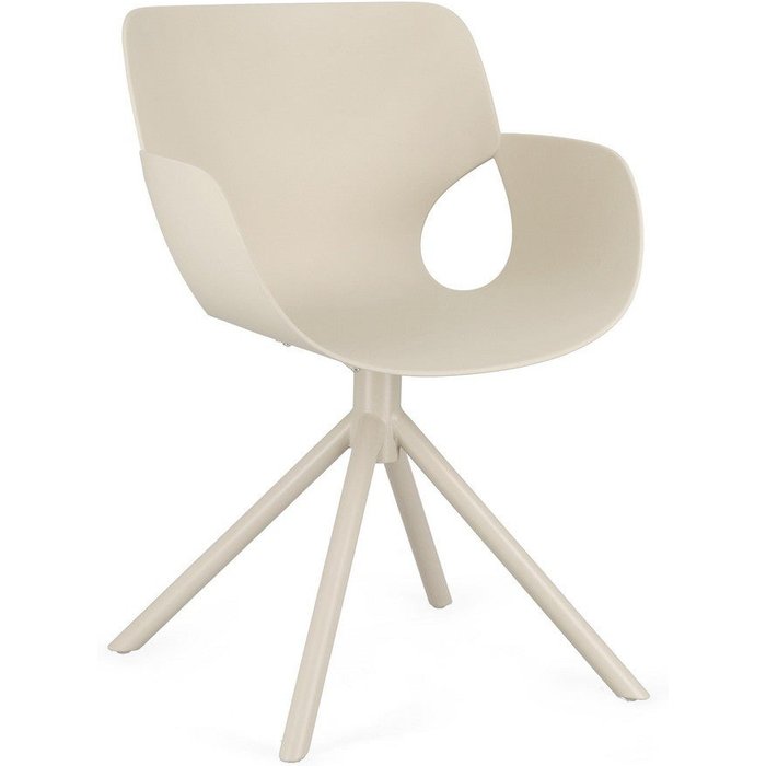 Silla de comedor de acero y polipropileno beige