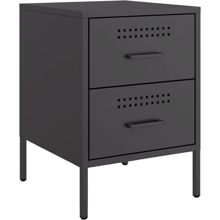 Mesita de noche,mesilla de noche acero negro 36x39x50,5 cm cfw903129