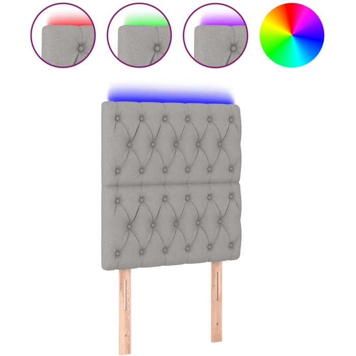 Cabecero cama - mueble cabecero con luces led tela gris claro 80x7x118/128 cm